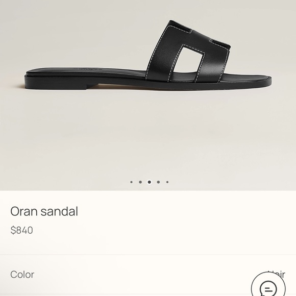 Hermes Black Oran Sandals - Picture 1 of 8